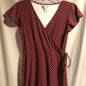 Maroon Wrap Dress with Flowers Arizona Size Small